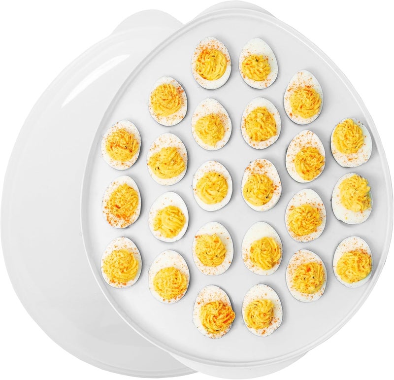 KOLORAE Reusable Deviled Egg Tray Carrier Serving Platter with Lid, Holds 2 Dozen Eggs, Great for Parties, Celebration Entertaining, Easter - Image 1